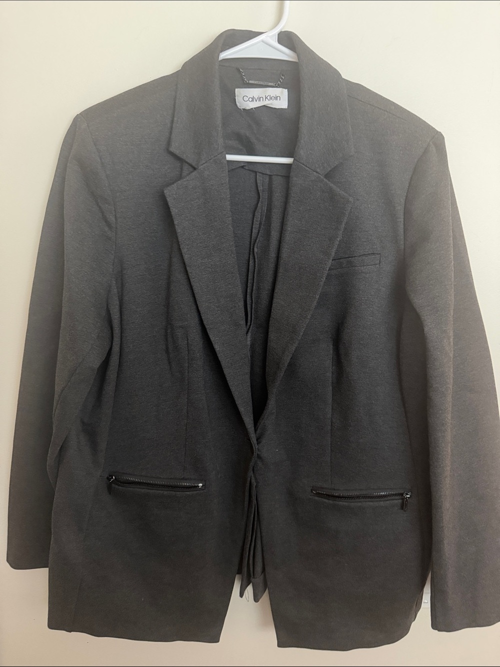 Calvin Klein Charcoal Gray Women's Zip-Pocket Blazer